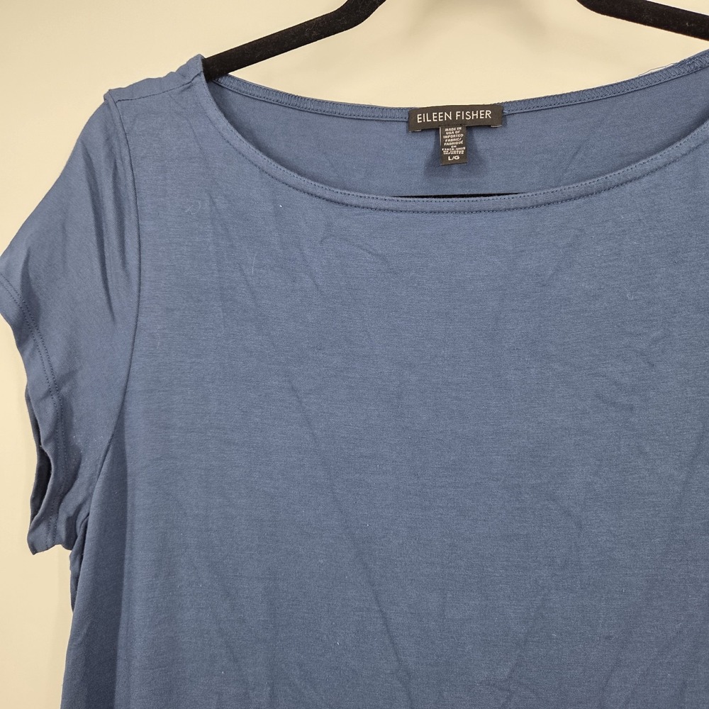 EILEEN FISHER L COAST CREW NECK BOXY STRETCH Tunic Classic Work Jersey Knit - Picture 2 of 6